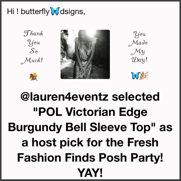 POL Victorian Edge Mesh Bell Sleeve Top - Picture 7 of 8